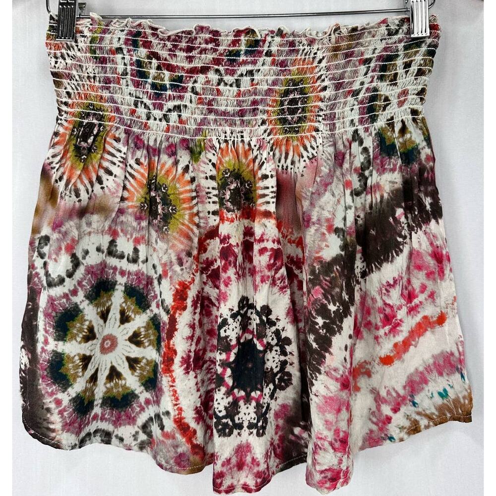 Anthropologie Stark X Tie Dye Mini Skirt Elastic Waist Shirred Pull On Small - Picture 2 of 5